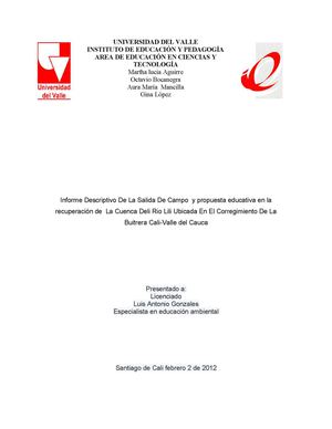 INFORME FINAL SALIDA DE CAMPO RIO LILI