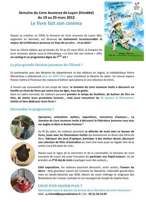 Semaine du Livre Jeunesse de Luçon - Communiqué de presse 1