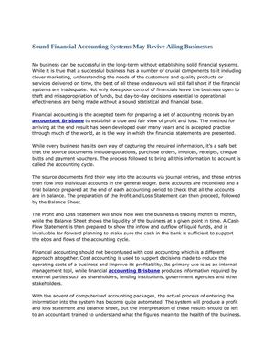 Sound Financial Accounting Systems May Revive Ailing Businesses