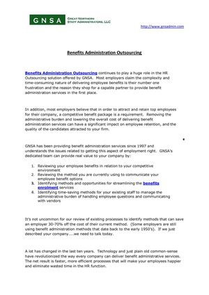 Benefits Administration Outsourcing