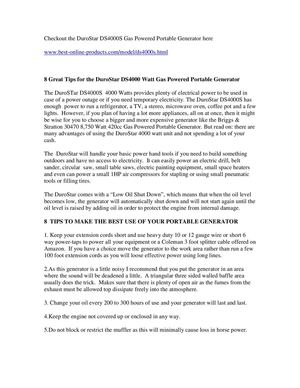 8 Great Tips for the DuroStar DS4000 Watt Gas Powered Portable Generator