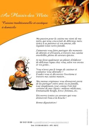 Catalogue "Au Plaisir des Mets"