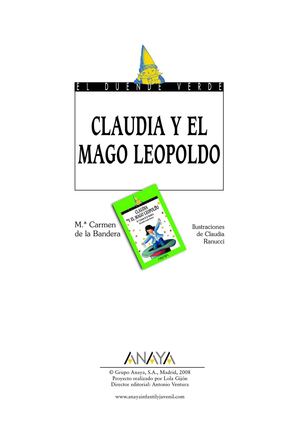 Actividades del libro de lectura " Claudia y el Mago Leopoldo"
