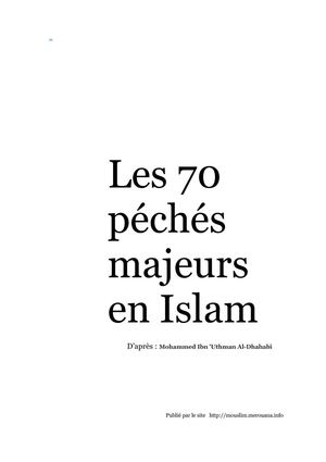 Les 70 péchés majeurs en Islam