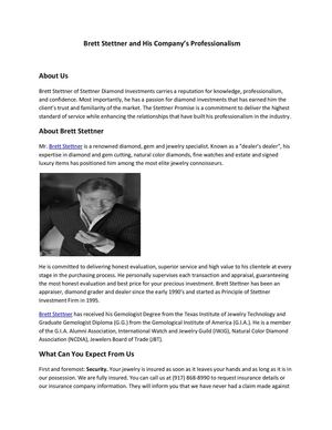 Brett Stettner and Professionalism His Company