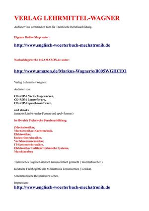Bedienungsanleitungen Uebersetzungen: Nachschlagewerke von Verlag Lehrmittel-Wagner: guenstige billige ebooks Lernsoftware fuer Technische Berufsausbildung kfz-Mechatroniker Elektroniker Industriemechaniker Ingenieure (Automobiltechnik Kraftfahrzeugtechni