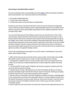 Items to keep in mind about tollfree numbers 