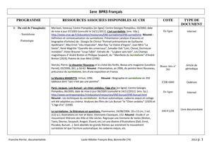PROGRAMME 1ère BPR3 Français