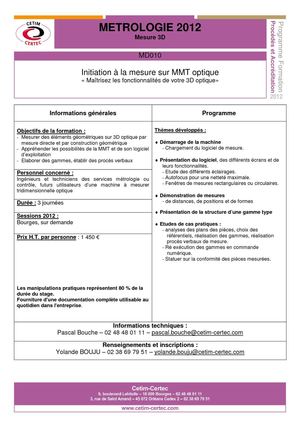 MD010 Initiation à la mesure sur MMT optique