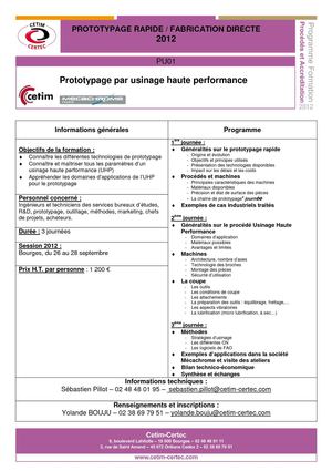 PU01 Prototypage par usinage haute performance