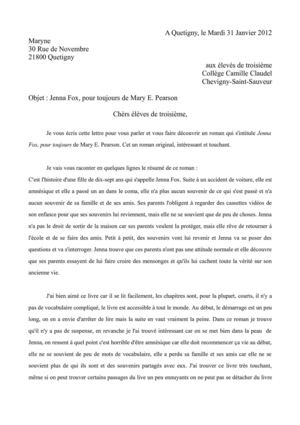 Maryne présente Jenna Fox aux élèves de Troisième 