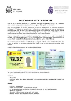 puesta en marcha de la nueva tip profesional