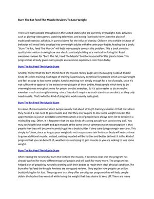 Burn The Fat Feed The Muscle Reviews To Lose Weight
