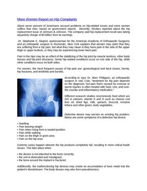 More Women Report on Hip Complaints