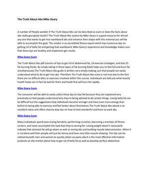 The Truth About Abs Mike Geary
