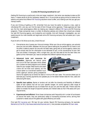 Is online RV financing beneficial for us?