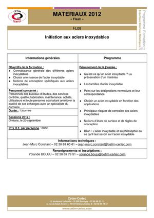 FL08 Initiation aux aciers inoxydables