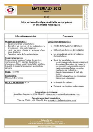 FL09 Introduction à l'analyse de défaillance de pièces et ensembles métalliques