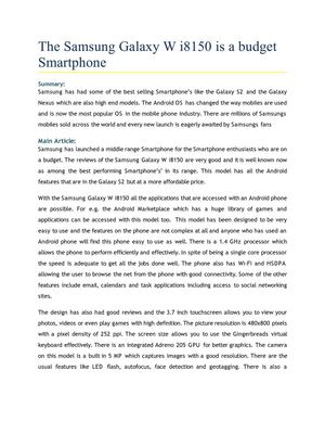 Samsung Galaxy W i8150 is A Budget Smartphone 