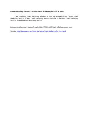 Email Marketing Services, Advances Email Marketing Services in India 