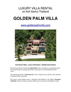 Luxury Villa Rental Samui - Golden Palm Villa