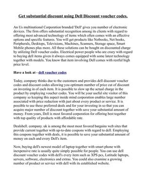 Get substantial discount using Dell Discount voucher codes.