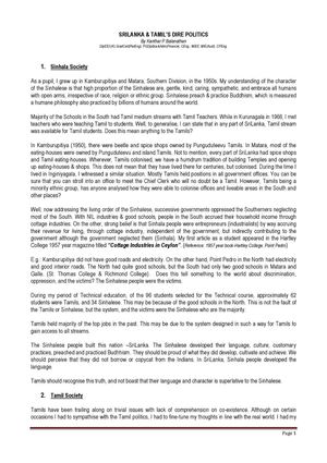 SriLanka & Tamil's Dire Politics