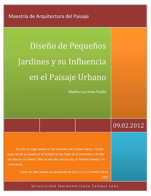 Jardines pequeños y su influencia en el Paisaje Urbano