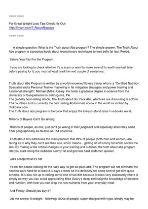 The Truth About Abs Program - A Tell-All Review of Truth About Abs.txt