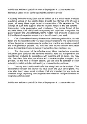Science And Technology Essay Topics Reflective Essay Ideas Some Significant Experience Events Essay Writing High School also Essay Proposal Example Calamo Reflective Essay Ideas Some Significant Experience Events Research Proposal Essay Topics