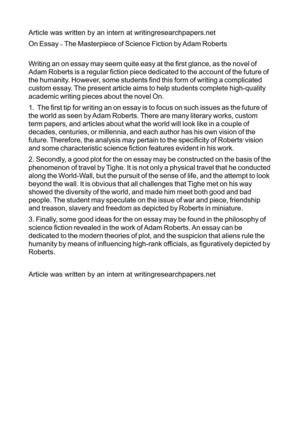 calamo on essay the masterpiece of science fiction by adam roberts on essay the masterpiece of science fiction by adam roberts