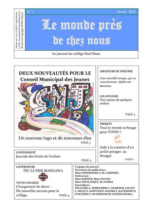 Journal du collége paul duez leforest fevrier 2012