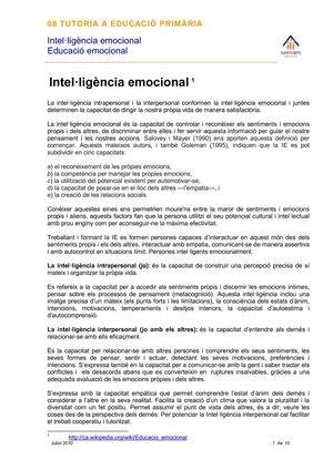Tutoria 8 - 2010 Intel·legècia i educació emocional