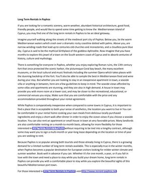 Long Term Rentals in Paphos