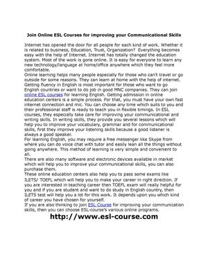 Join Online ESL Courses for improving your Communicational Skills