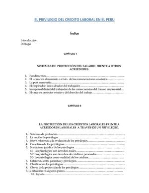 EL PRIVILEGIO DEL CREDITO LABORAL EN EL PERU