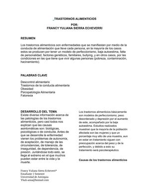 Trastornos Alimenticios