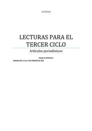 Lecturas de la semana del 13 del 17 de febrero TERCER CICLO