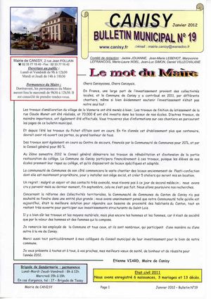 Canisy - Bulletin municipal n°19 - Janvier 2012