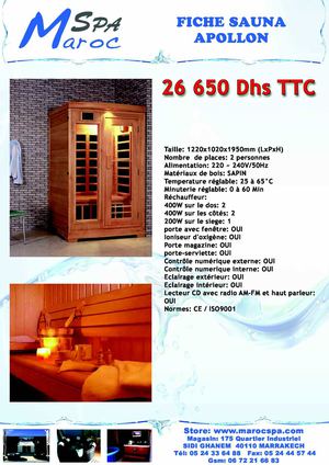 Fiche MAROC SAUNA APOLLON