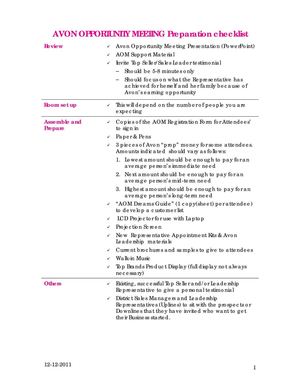 Opp prep checklist