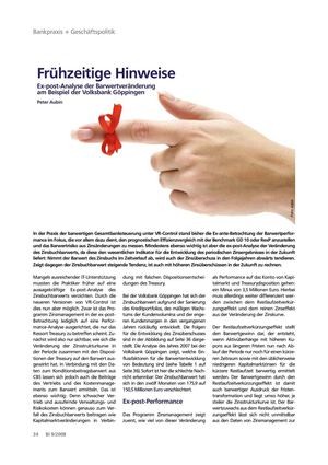 Frühzeitige Hinweise - Ex-post-Analyse der Barwertveränderung am Beispiel der Volksbank Göppingen von Dr. Peter Aubin