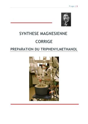 La synthèse magnésienne, le corrigé