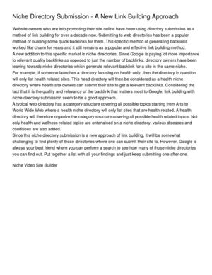 Niche Directory Submission - A New Link Building Approach