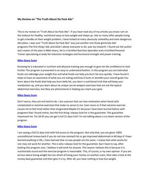 My Review on The Truth About Six Pack Abs