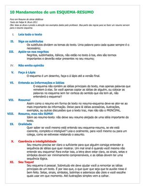 10 Mandamentos do Resumo-Esquema