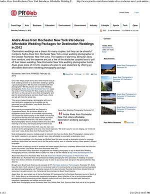 Andre Alves from Rochester New York Introduces Affordable Wedding Packages for Destination Weddings in 2012