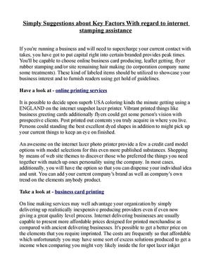 Simply Suggestions about Key Factors With regard to internet stamping assistance.