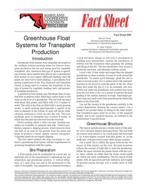 Greenhouse Float Systems For Transplant Production