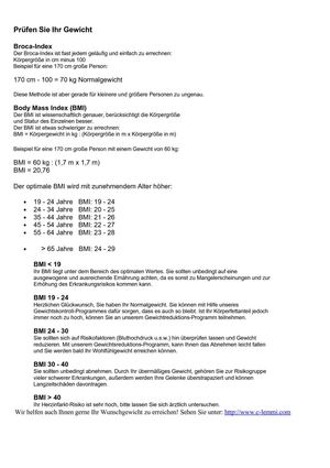 Prüfen sie Ihr Gewicht